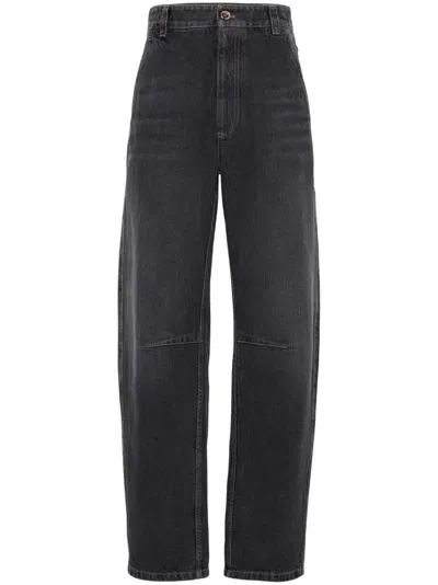 Brunello Cucinelli High-rise Straight-leg Jeans In Black