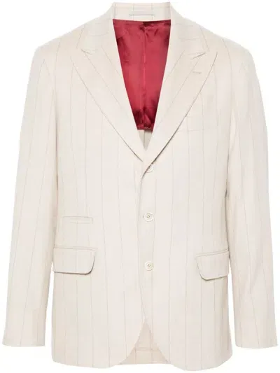 Brunello Cucinelli Striped Blazer In Neutrals