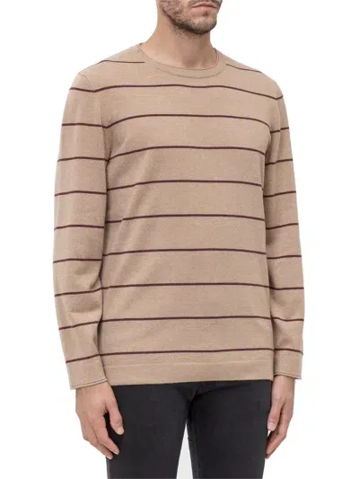 Brunello Cucinelli Striped Crewneck Sweater In Beige