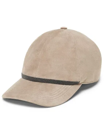 Brunello Cucinelli Suede Cap In Neutrals