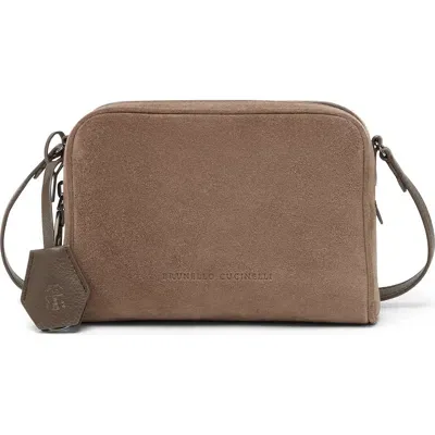 Brunello Cucinelli Suede Clutch In Brown