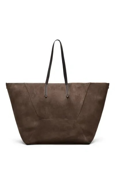 Brunello Cucinelli Suede Shopper Bag In Brown