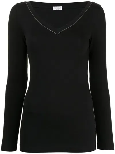 Brunello Cucinelli Cotton-blend Top In Black