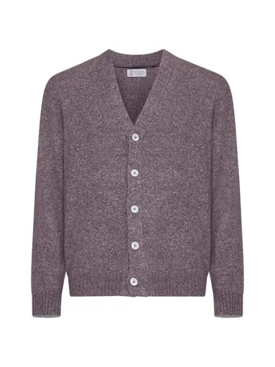 Brunello Cucinelli Cardigan In Cipolla+grigio