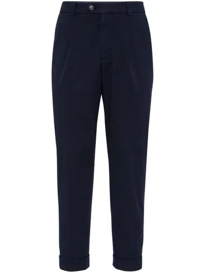 Brunello Cucinelli Tapered-leg Wool Trousers In Blue