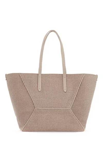 Brunello Cucinelli Techno Raffia Tote In Beige Chiaro