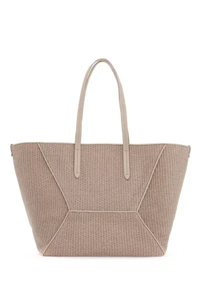 Brunello Cucinelli "techno Raffia Tote In Neutro