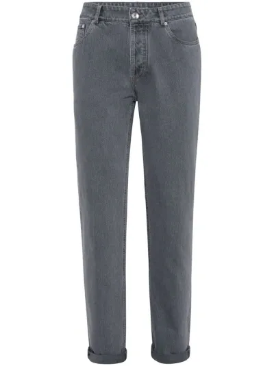 Brunello Cucinelli Tapered-leg Jeans In Gray