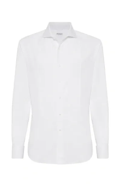 Brunello Cucinelli Tuxedo Shirt With Pleating In White