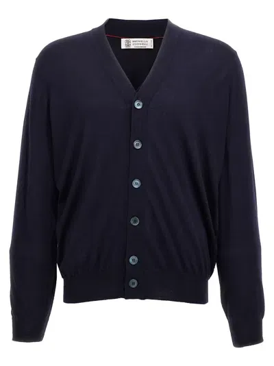 Brunello Cucinelli V-neck Cardigan In Blue