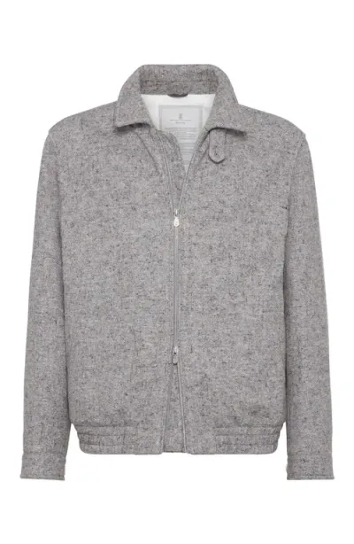 Brunello Cucinelli Bomber Jacket With Padding In Grey