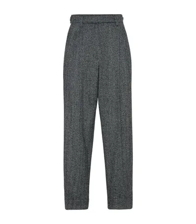 Brunello Cucinelli Virgin Wool-blend Baggy Tailored Trousers In Black