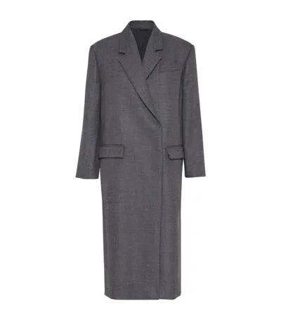 Brunello Cucinelli Virgin Wool Overcoat In Dark Grey