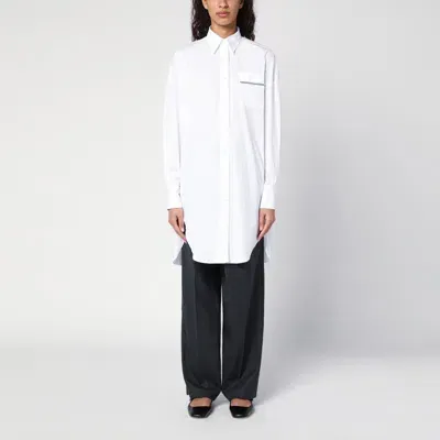 Brunello Cucinelli White Long Shirt With Shiny Pocket Detail