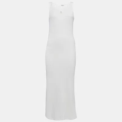 Pre-owned Brunello Cucinelli White Rib Knit Mid Tank Dress L