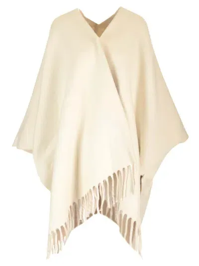 Brunello Cucinelli Wool And Cashmere Poncho In Neutral