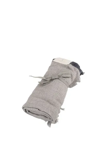 Brunello Cucinelli Wool And Cashmere Scarf In Grigio Perla/marina/tortora