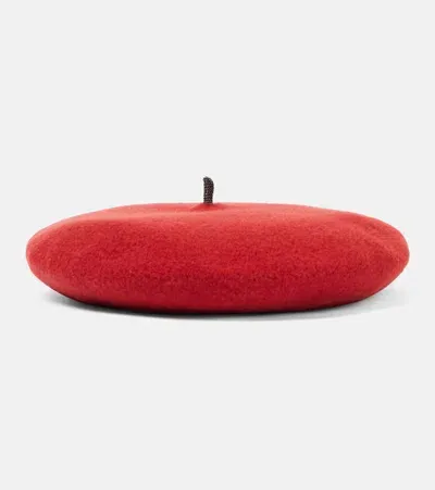 Brunello Cucinelli Wool Beret In Red