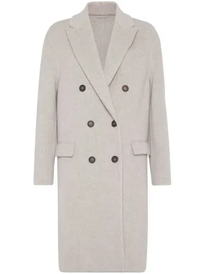 Brunello Cucinelli Wool Coat In Beige