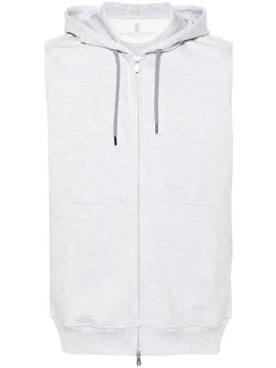 Brunello Cucinelli Zip-up Hoodie In Light Grey