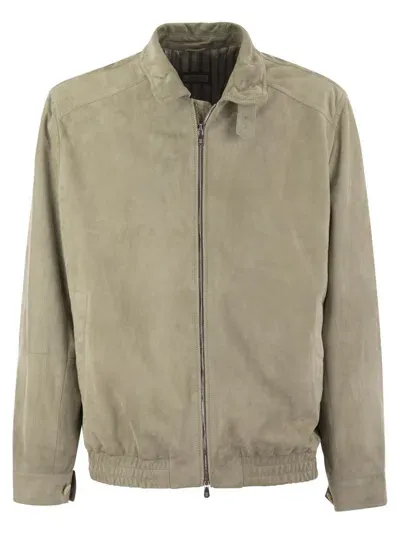 Brunello Cucinelli Zipped Bomber Jacket In Sand