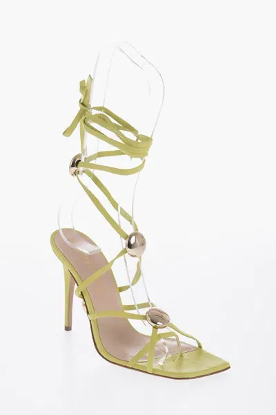 Bruno Frisoni Leather Atom Lace-up Sandals With Golden Studs In Green