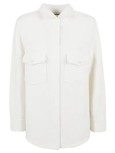 Bruno Manetti Buttoned Pocket Oversized Jacket In White