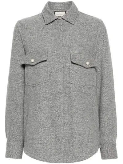 Bruno Manetti Knitted Shirt Jacket In Grey