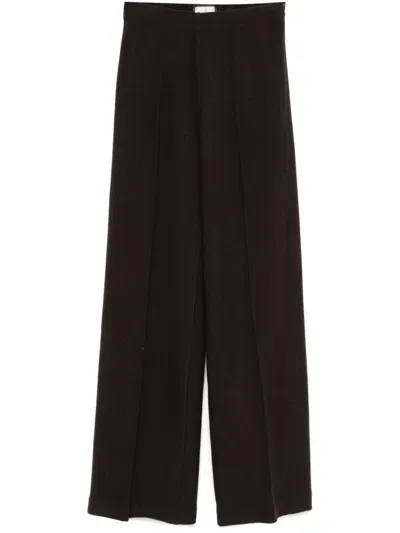 Bruno Manetti Piqué Knitted Trousers In Brown