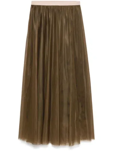 Bruno Manetti Tulle Maxi Skirt In Brown