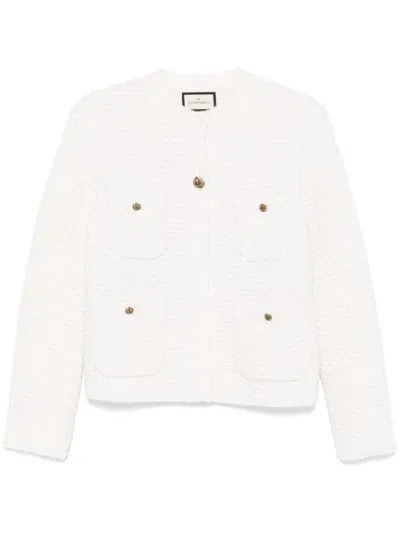 Bruno Manetti Waffle-knit Jacket In White