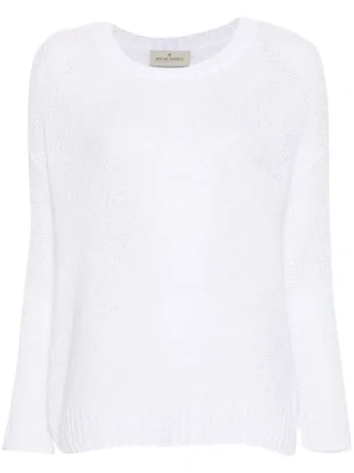 Bruno Manetti Crew-neck Open-knit Jumper In White