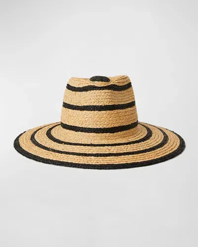 Btb Los Angeles Harlow Straw Fedora In Natural Black