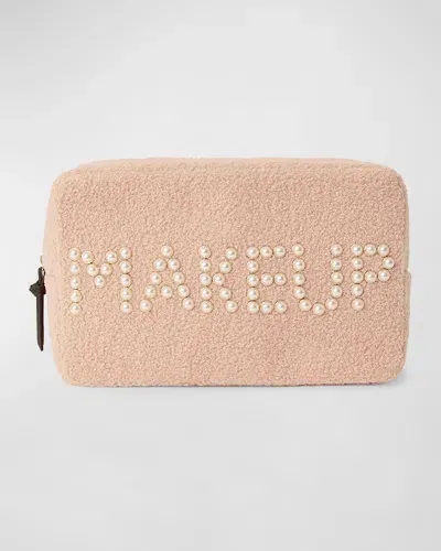 Btb Los Angeles Makeup Embellishment Faux-fur Cosmetic Bag In Petal