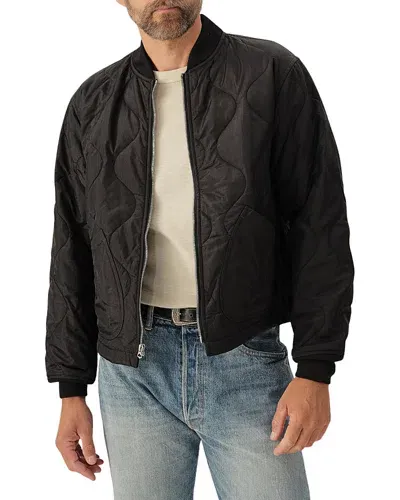 Buck Mason Airlight Nylon Ripstop Quilted Full Zip Bomber Jacket In Black