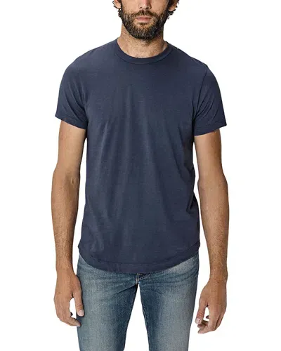 Buck Mason Cotton Textured Curved Hem Tee In Midnight