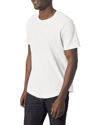 Buck Mason Cotton Textured Curved Hem Tee In White