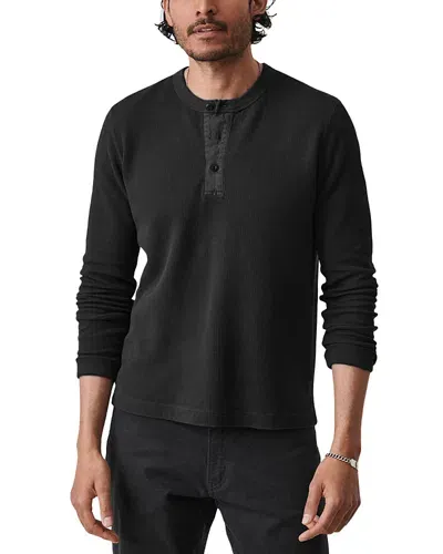 Buck Mason Cotton Thermal Henley In Black