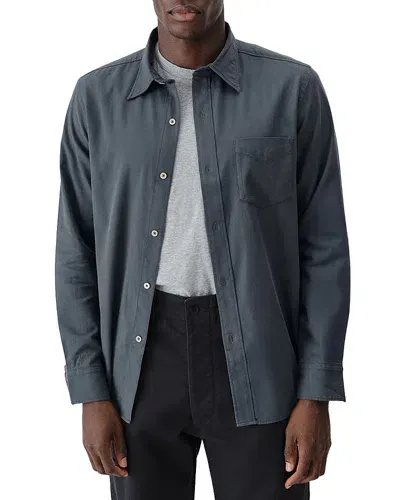 Buck Mason Draped Cotton Blend Twill Classic Fit Button Down Shirt In North Pacific