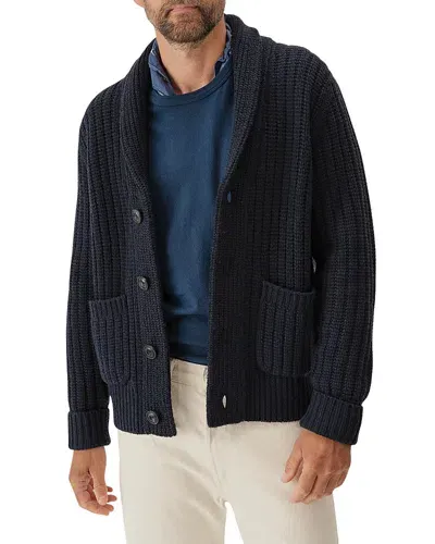 Buck Mason Herdsman Merino Wool & Cashmere Ribbed Classic Fit Shawl Collar Cardigan In Dark Navy