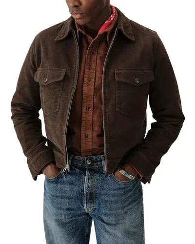 Buck Mason Station Cotton Doeskin Full Zip Jacket In Walnut