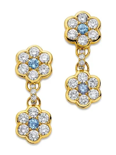 Buddha Mama 20kt Yellow Gold Flower Diamond Earrings