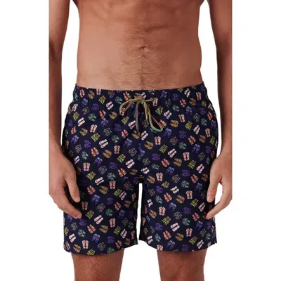 Bugatchi Cosmo Print Swim Trunks In Navy