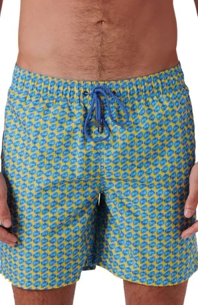 Bugatchi Cosmo Print Swim Trunks In Sun