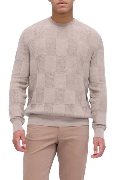 Bugatchi Jacquard Check Merino Wool Sweater In Willow