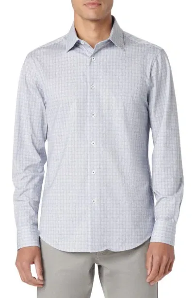 Bugatchi James Ooohcotton® Curved Check Print Button-up Shirt In Navy