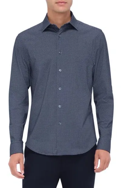 Bugatchi James Ooohcotton® Geometric Print Button-up Shirt In Navy