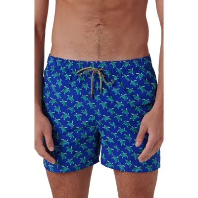 Bugatchi Max Turtle Print Swim Trunks In Royal