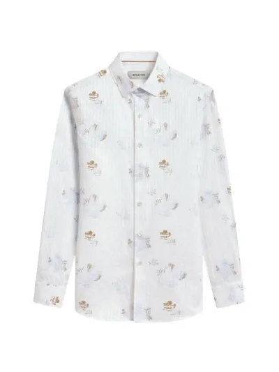 Bugatchi Men's Julian Floral Seersucker Long-sleeve Shirt In Sky