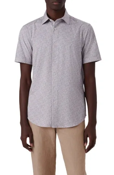 Bugatchi Miles Ooohcotton® Floral Short Sleeve Button-up Shirt In Aloe